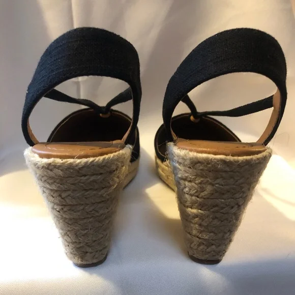 Solanz Black Wedge Heel Espadrilles Rebekah Size 7 - Picture 4 of 6